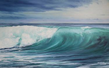 A BIG TURQUOISE WAVE - realistic seascape oil painting thumb