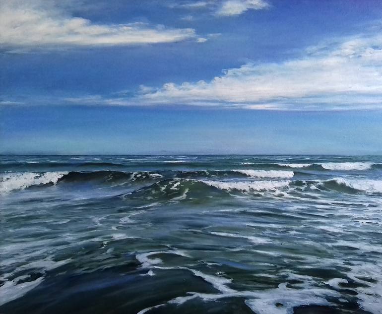 At the CASPIAN SEA realistic ocean oil painting