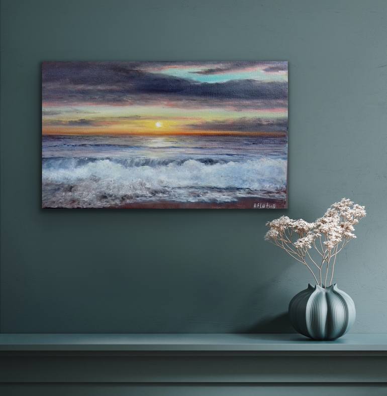 Original Photorealism Seascape Painting by Aflatun Israilov