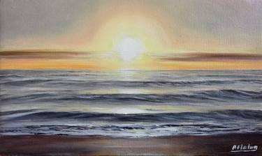 SUNSET AT THE SEA - realistic ocean oil painting thumb