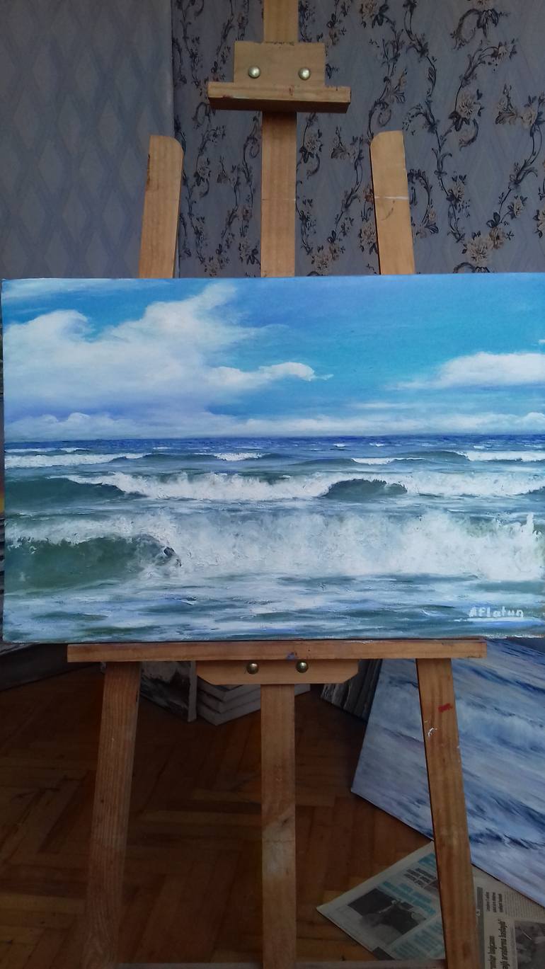 Original Expressionism Seascape Painting by Aflatun Israilov