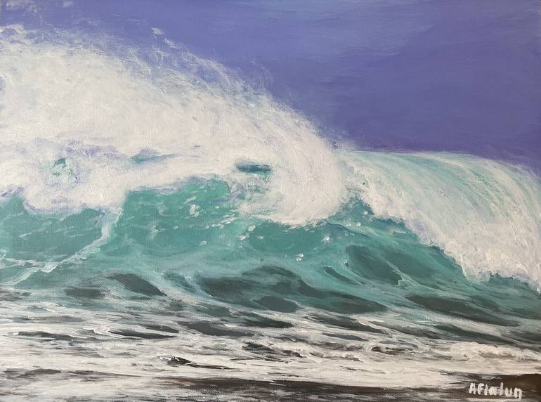 TURQUOISE WAVE Painting by Aflatun Israilov | Saatchi Art