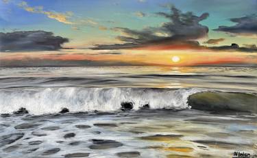Print of Impressionism Seascape Paintings by Aflatun Israilov
