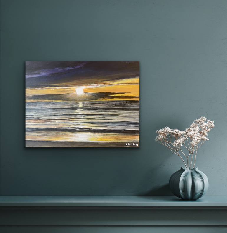 Original Photorealism Seascape Painting by Aflatun Israilov