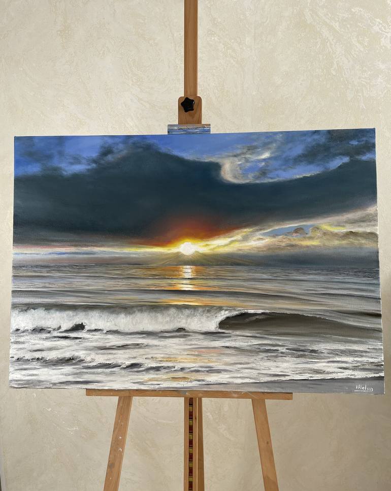 Original Photorealism Seascape Painting by Aflatun Israilov