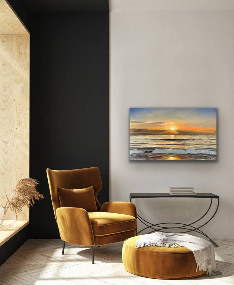 Original Photorealism Seascape Painting by Aflatun Israilov