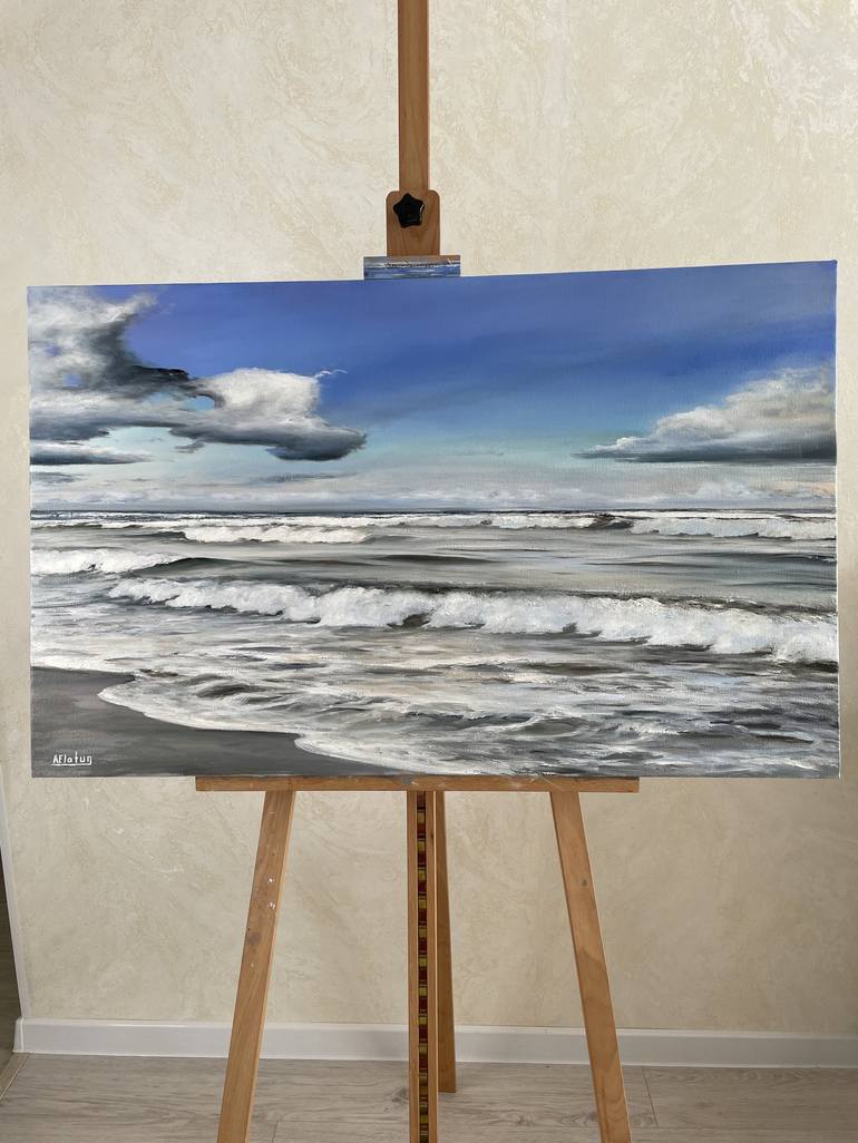 Original Photorealism Seascape Painting by Aflatun Israilov