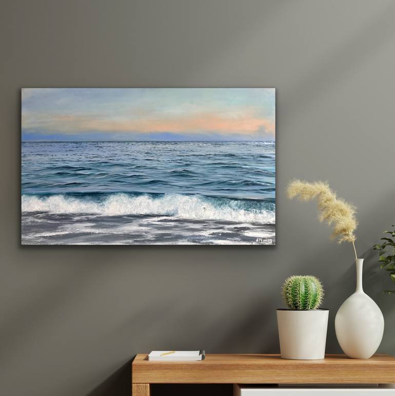 Original Photorealism Seascape Painting by Aflatun Israilov