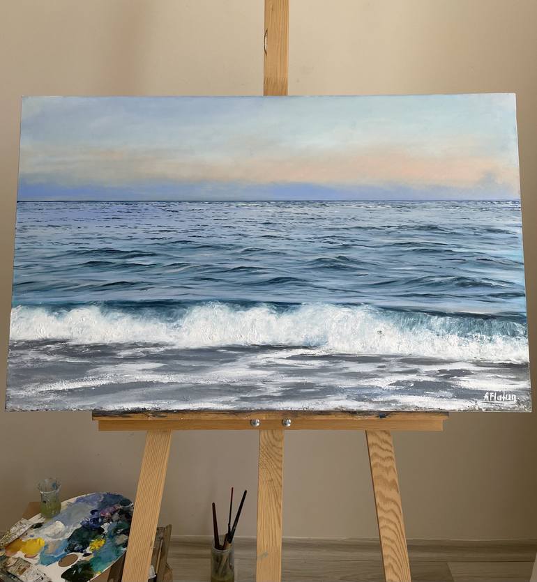 Original Photorealism Seascape Painting by Aflatun Israilov