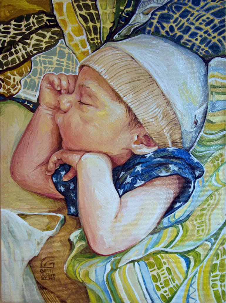 The baby sleeping Painting by Cristiana Grati