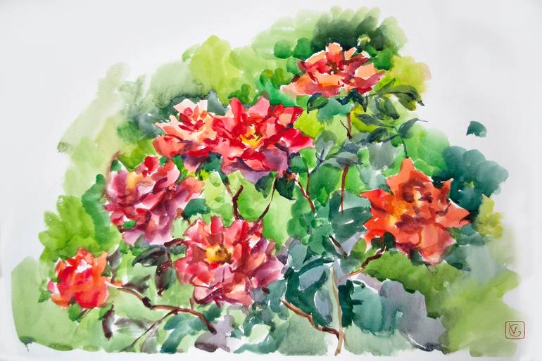 Watercolor roses Painting by Vera Grebennikova | Saatchi Art