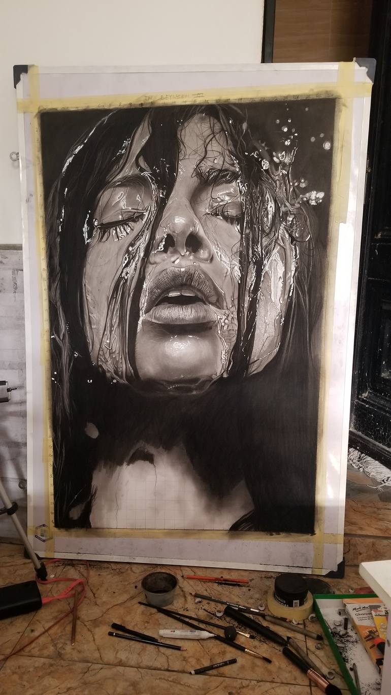 Original Abstract Expressionism People Drawing by Genesis  Emmanuel