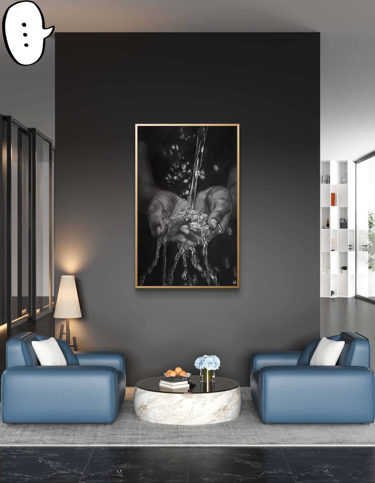 Original Black & White Water Drawing by Genesis  Emmanuel