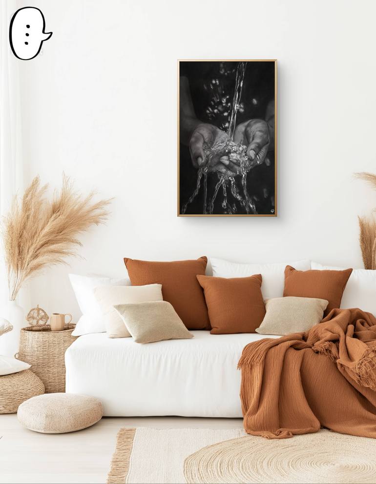 Original Black & White Water Drawing by Genesis  Emmanuel