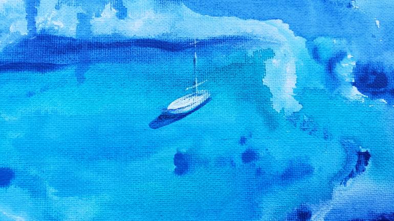 Original Abstract Expressionism Yacht Painting by Nata Shemshur