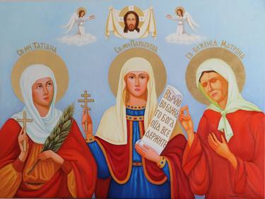 Holy Women Tatiana, Paraskeva, Matryona. Jesus Christ. thumb