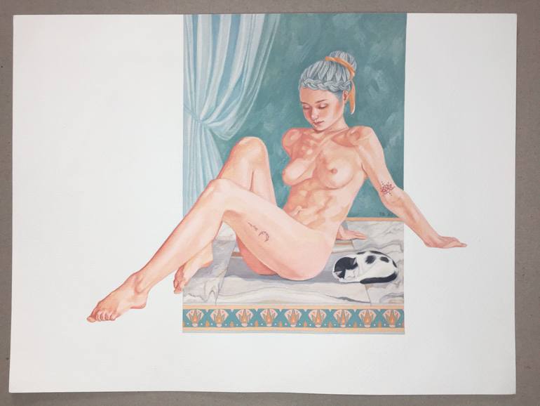 Original Figurative Nude Painting by Raine Sarmiento