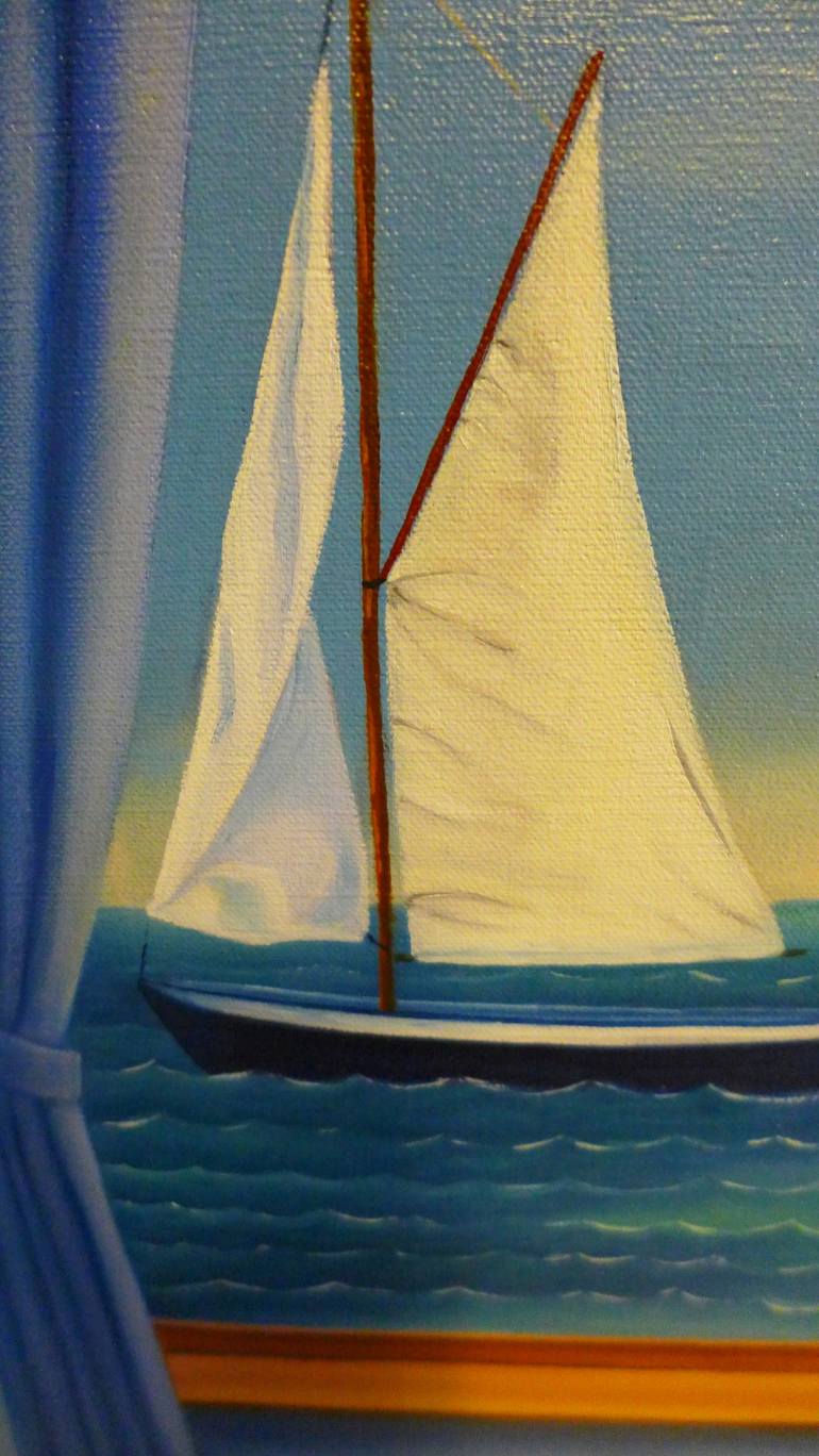 Original Realism Boat Painting by Leny Meulendijks-wagemakers