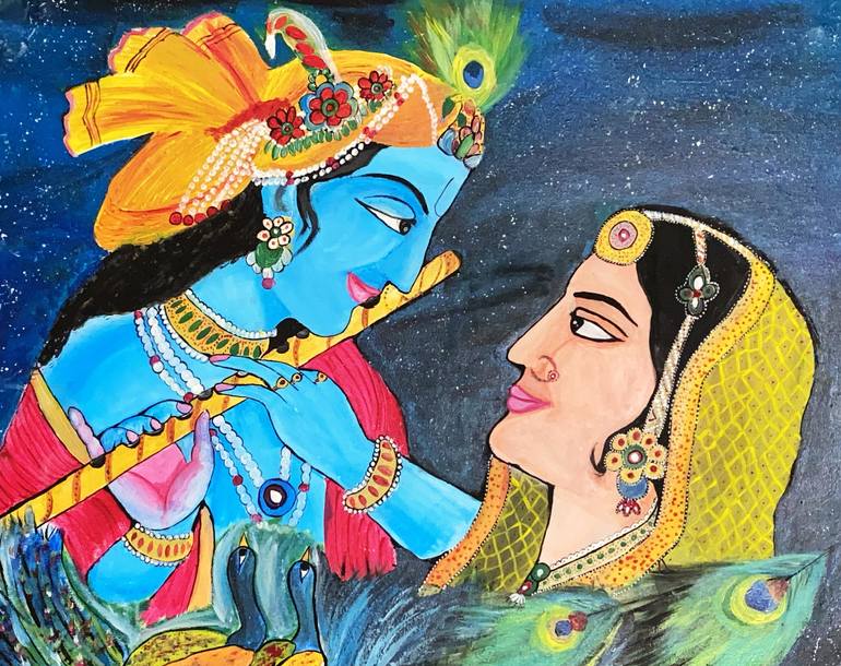 Unconditional Love God Radha Krishna Painting by OneArtsy - | Saatchi Art