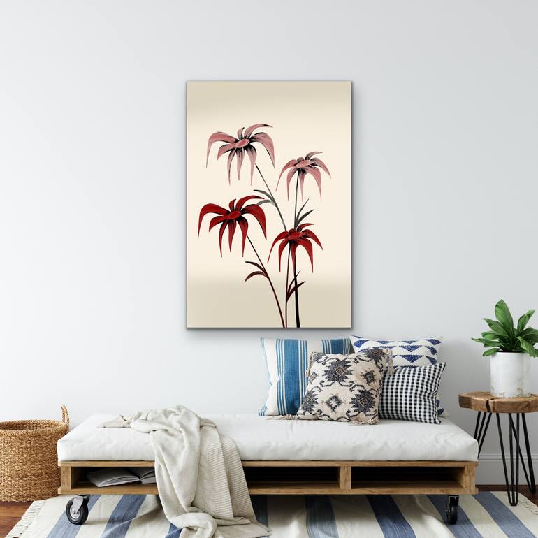 Original Abstract Floral Mixed Media by Oneartsy -
