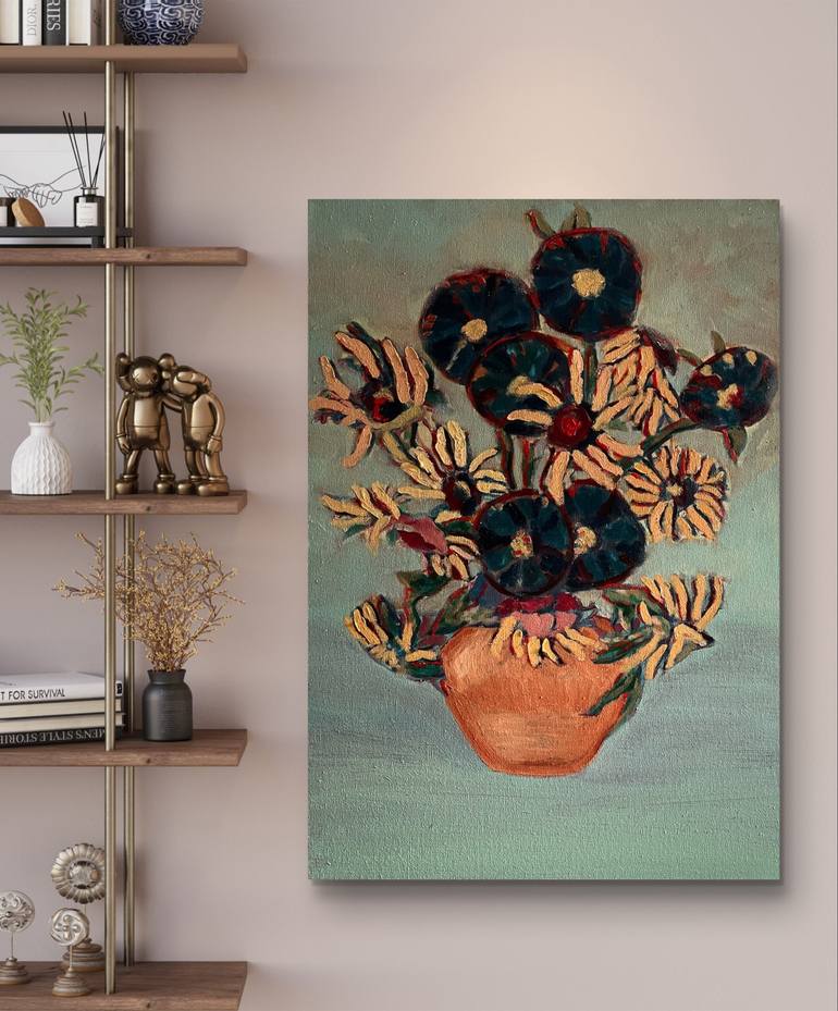 Original Impressionism Floral Painting by SH Y