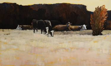 Original Abstract Cows Painting by Ilona Shymchyts
