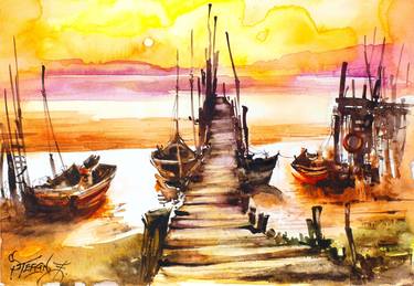 Print of Boat Paintings by Stepan Zaporozhan