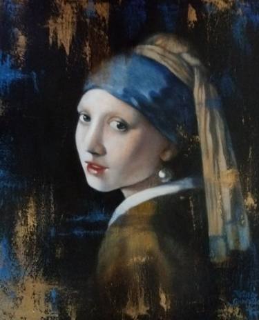 Johannes Vermeer - Girl with a Pearl Earring, Reproduction Oil Painting thumb