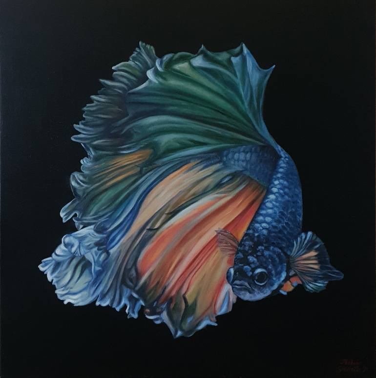 Beautiful oil pastel art work on cute Blue Fish. by abeerr-creates on  DeviantArt