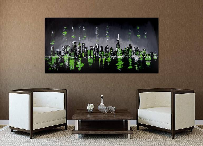 Original Abstract Cities Painting by Arina Iastrebova