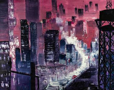 Night cityscape in pink lights thumb