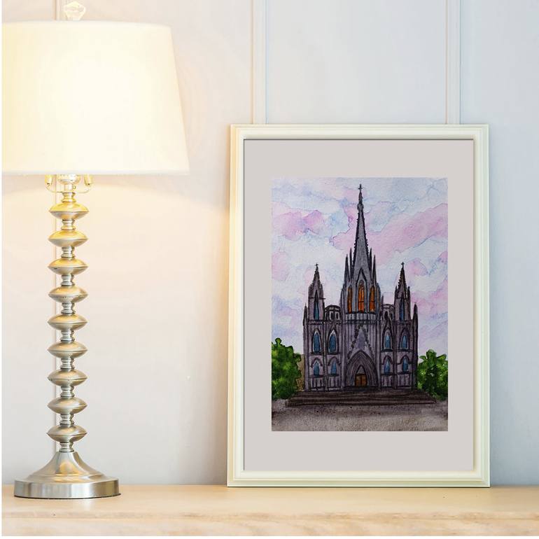 Original Architecture Painting by Arina Iastrebova