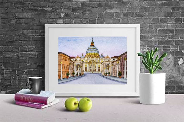 Original Architecture Painting by Arina Iastrebova