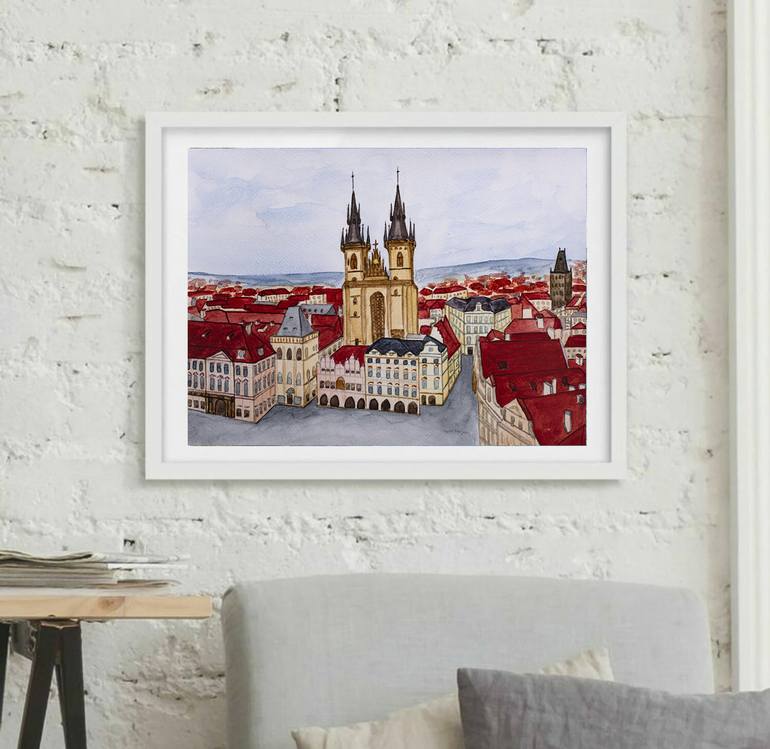 Original Figurative Cities Painting by Arina Iastrebova