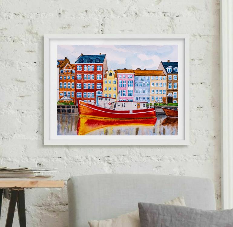 Original Abstract Architecture Painting by Arina Iastrebova