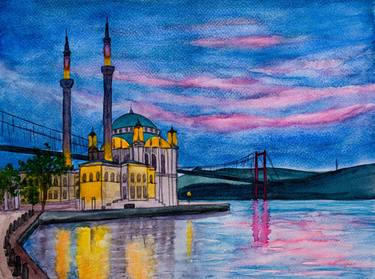 Ortakoy Mosque at night, Istanbul thumb