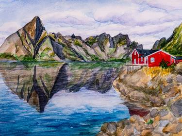 Fishing Village in Lofoten Islands Fjord, Norway thumb