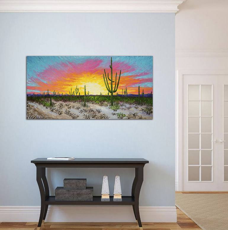 Arizona desert at sunset Painting by Arina Iastrebova | Saatchi Art