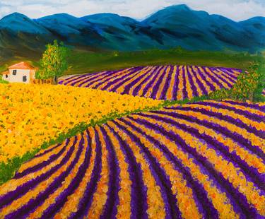 Lavender and sunflower fields in Provence thumb