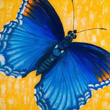 Abstract Butterfly on 8x10 inch canvas board Painting by Angela Alec