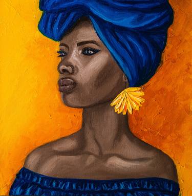 African American Woman in blue dress thumb