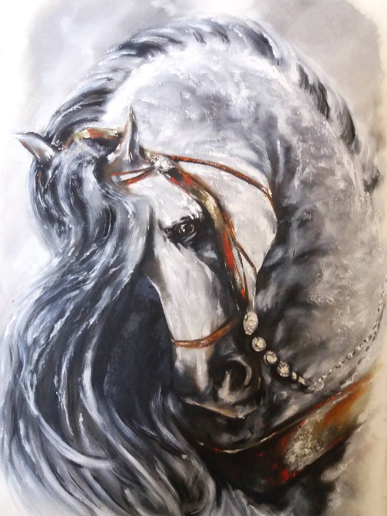 Original Fine Art Horse Painting by Mirza Latifovic