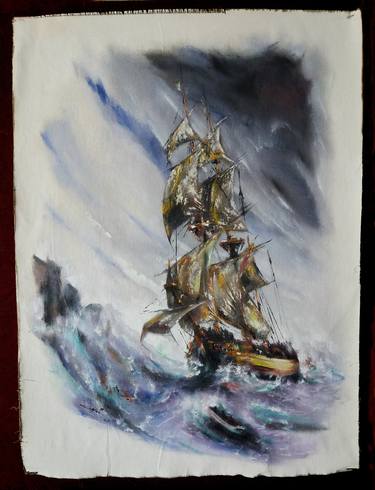 Original Fine Art Ship Paintings by Mirza Latifovic