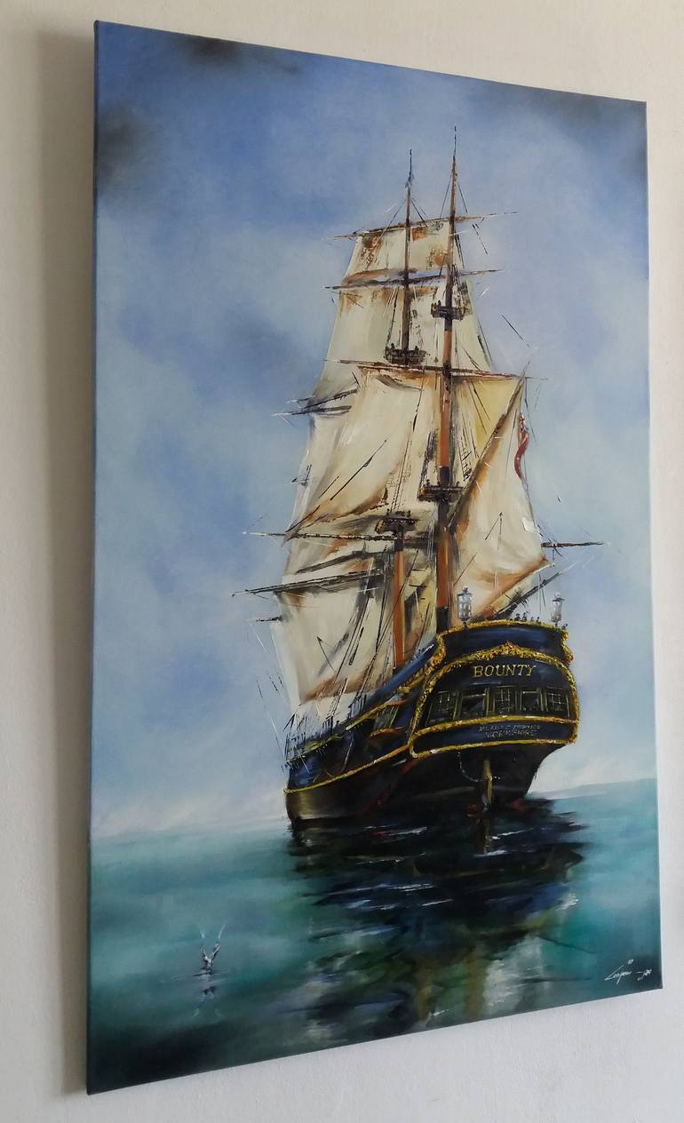 Original Impressionism Boat Painting by Mirza Latifovic