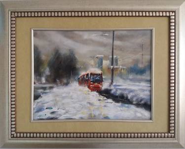 Sarajevo tram in the snow (frame70x90cm) thumb