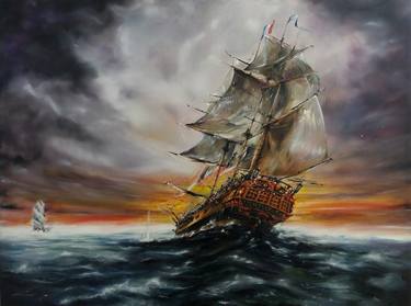 Print of Ship Paintings by Mirza Latifovic