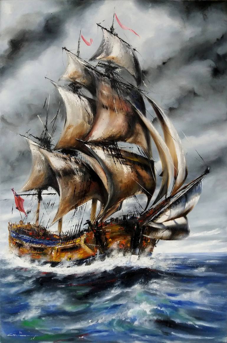 ship oil painting