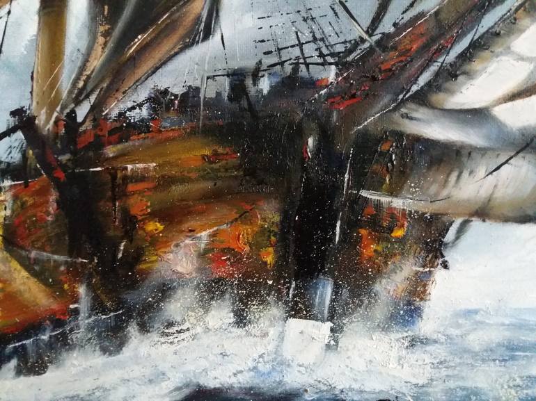 Original Fine Art Ship Painting by Mirza Latifovic