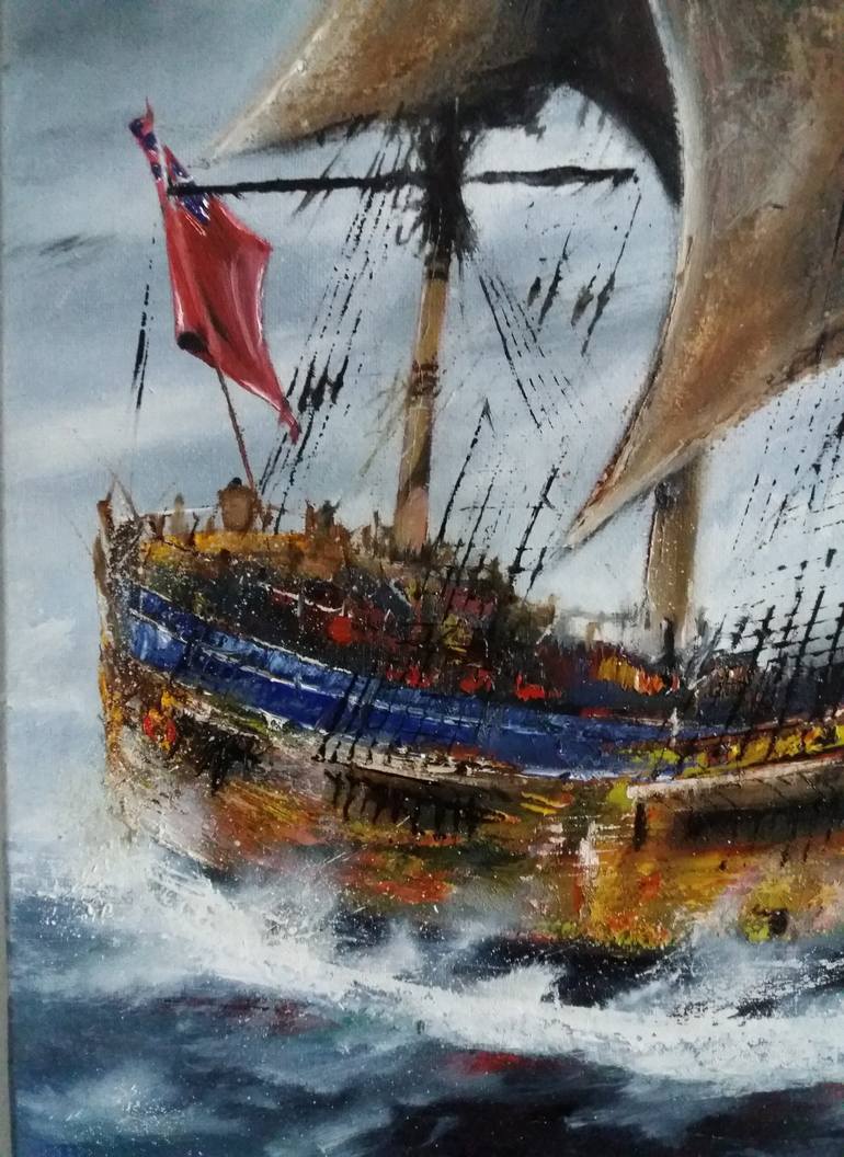 Original Fine Art Ship Painting by Mirza Latifovic