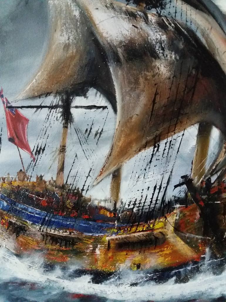 Original Fine Art Ship Painting by Mirza Latifovic